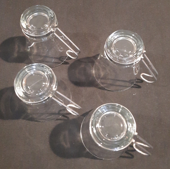 Bormioli Rocco Oslo Glass Cappuccino Cups with Metal Handles ~ Set of 4 - Picture 7 of 8